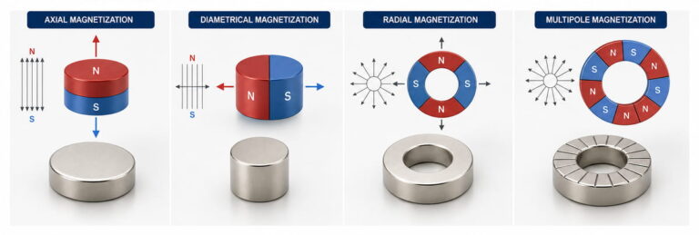 Maßgefertigte NdFeB-Magnete – verfügbare Magnetisierungsarten
