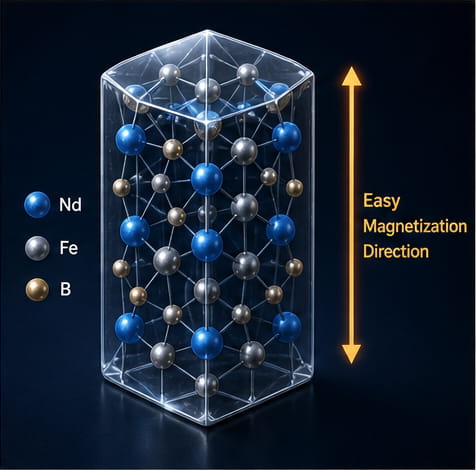 Hohe magnetokristalline Anisotropie von Neodym-Magneten