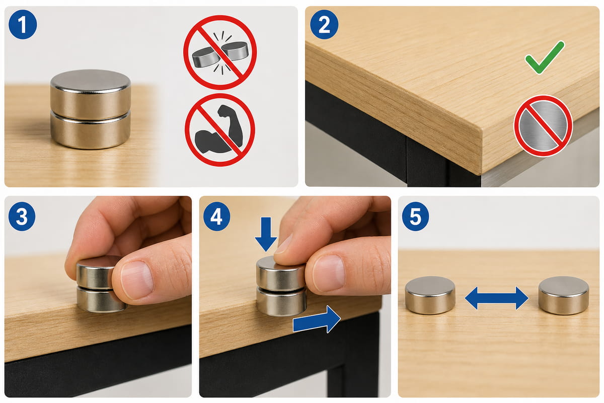 So trennt man aneinander haftende Neodym-Magnete