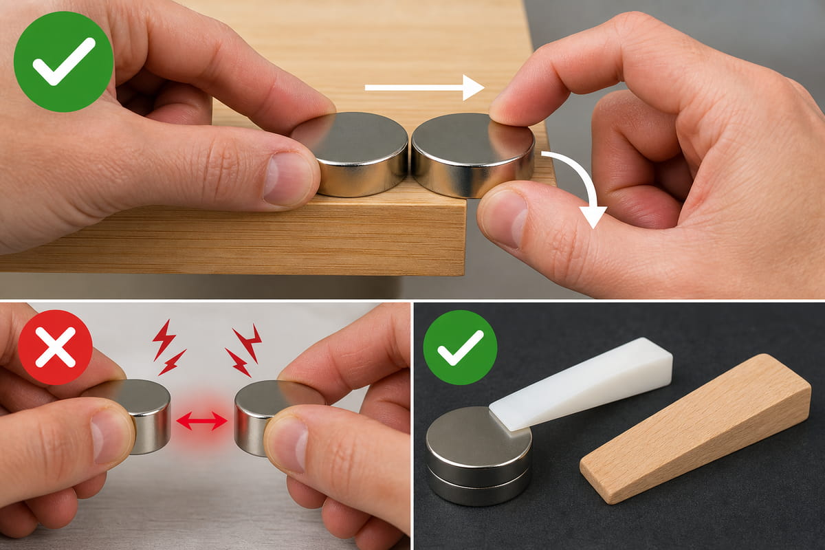 Schieben Sie die Magnete, ziehen Sie sie nicht!