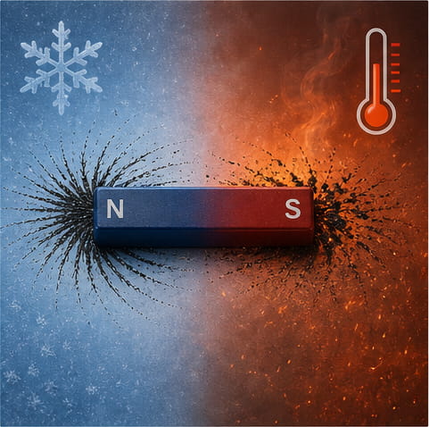 Die Temperatur beeinflusst die Stärke der Magnetpole
