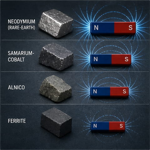 Das Material beeinflusst die Stärke der Magnetpole