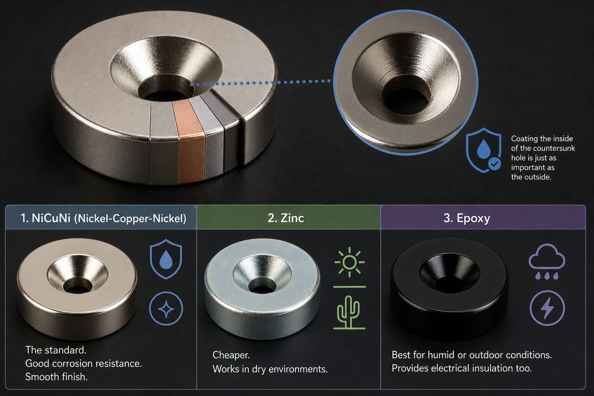 Wählen Sie die Beschichtung für Ihre versenkten Neodym-Magnete