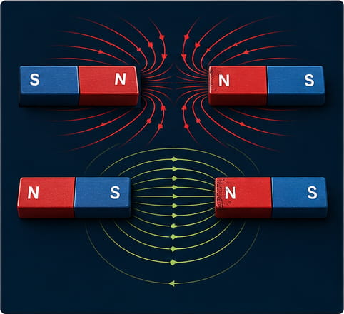 Anziehung und Abstoßung durch Magnetfelder
