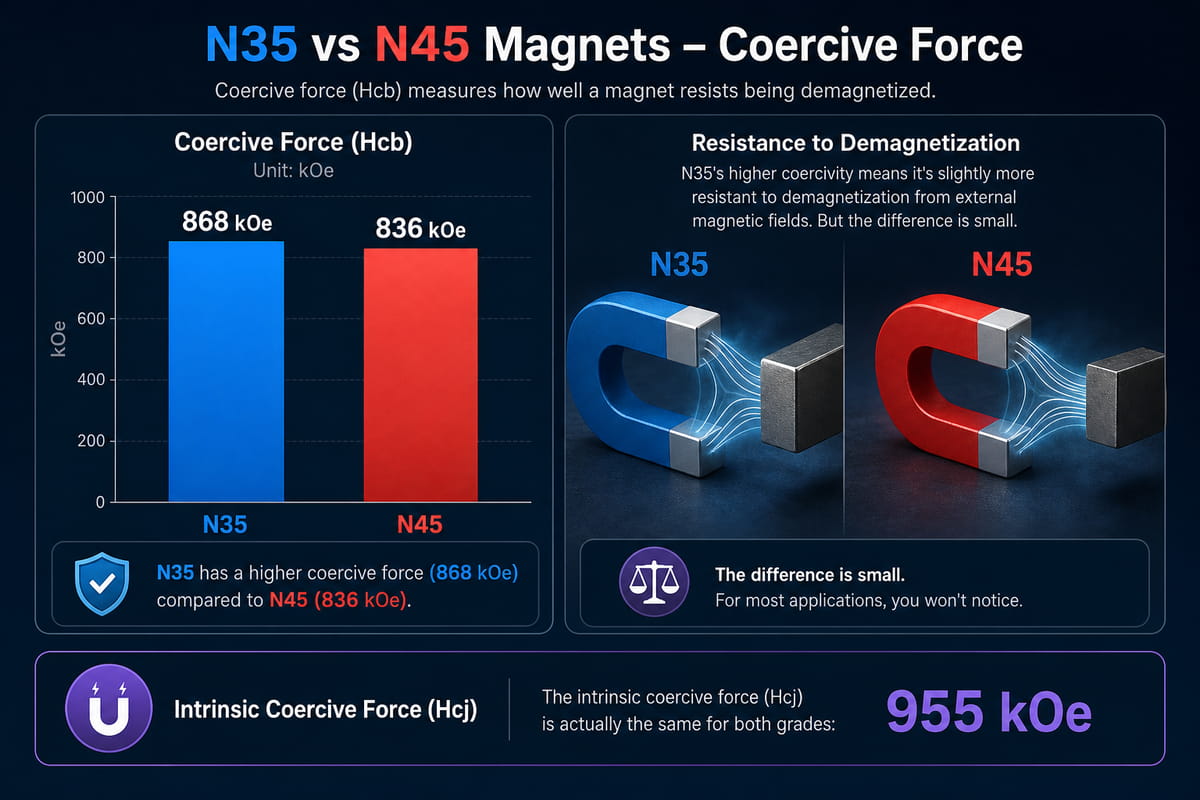 N35- vs. N45-Magnete – Koerzitivkraft