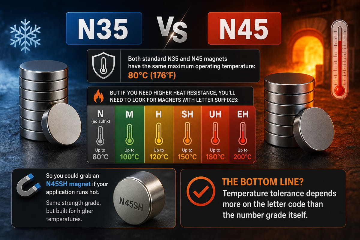 Temperaturbeständigkeit von N35- und N45-Magneten