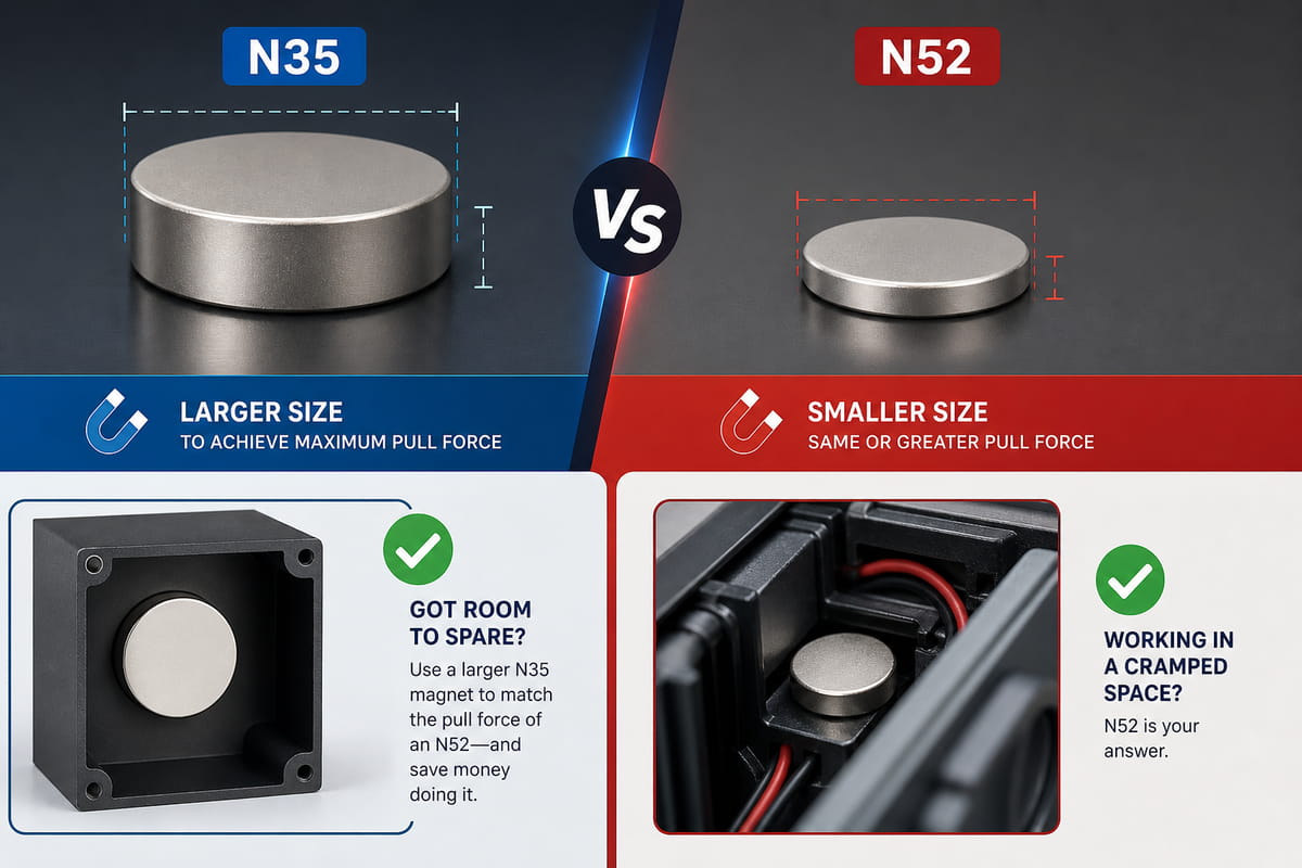 N35- vs. N52-Magnete: Größen- und Platzbeschränkungen