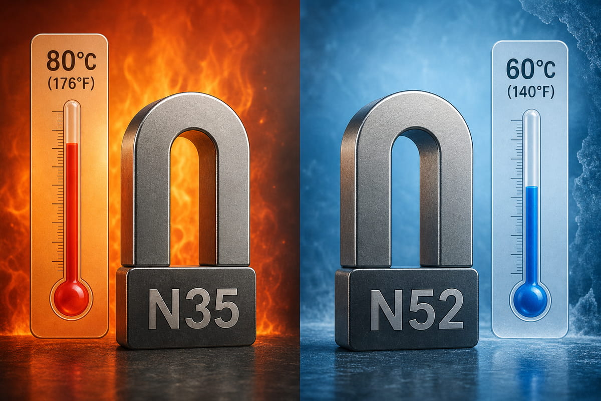 Temperaturbeständigkeit von N35- und N52-Magneten