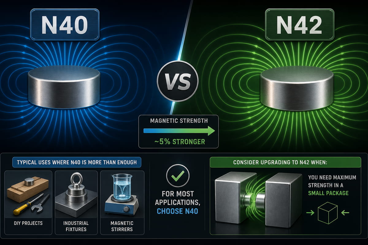 Einfacher Vergleich zwischen N40- und N42-Magneten