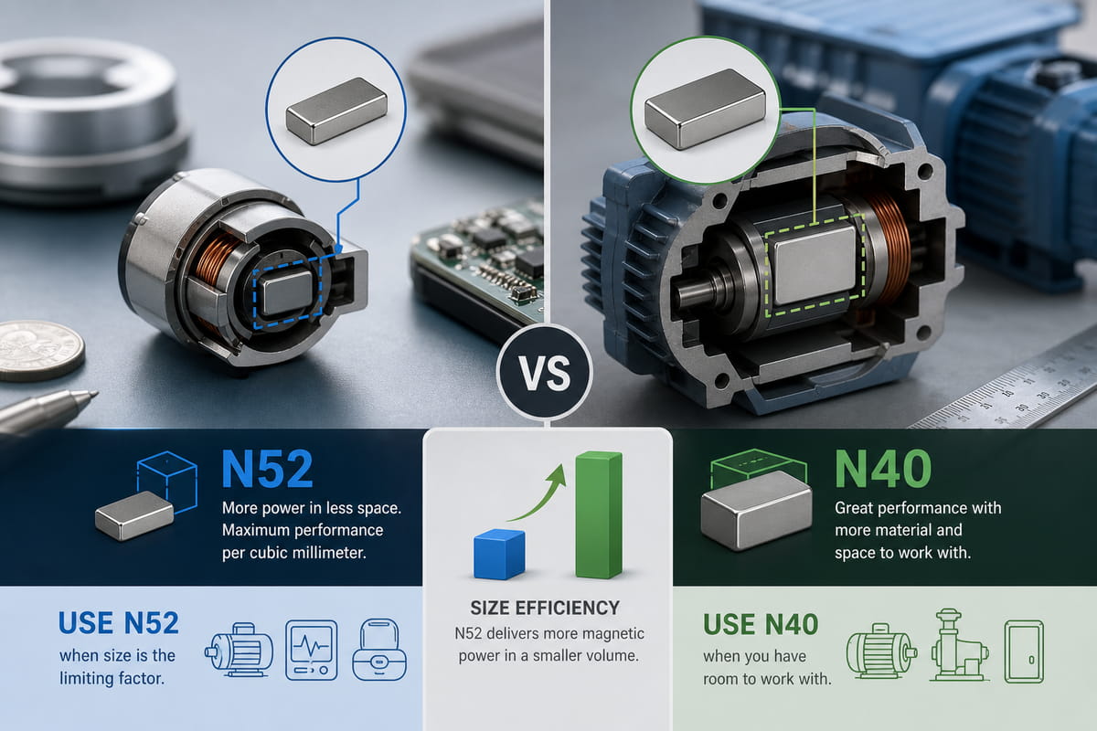 N40- vs. N52-Magnete: Größe und Wirkungsgrad