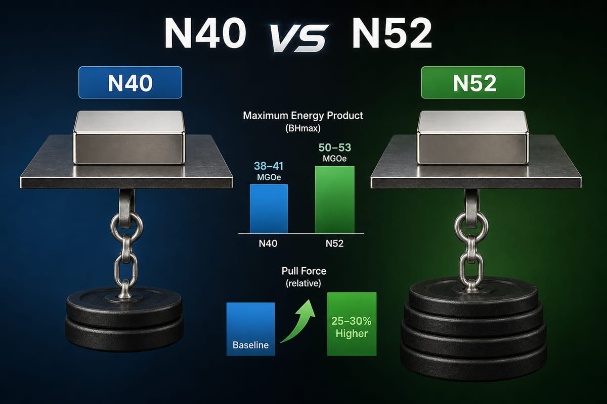Magnetstärke von N40 und N52