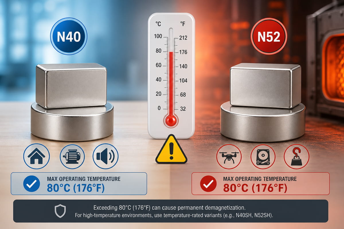Temperaturvergleich zwischen N40- und N52-Magneten
