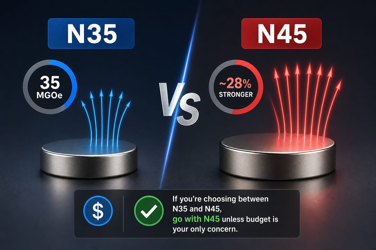 Einfacher Vergleich zwischen N45- und N35-Magneten