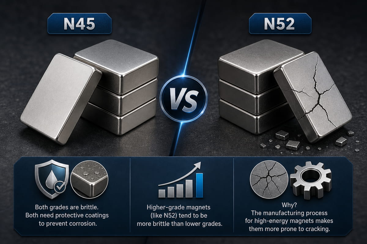 Haltbarkeit von N45- und N52-Magneten
