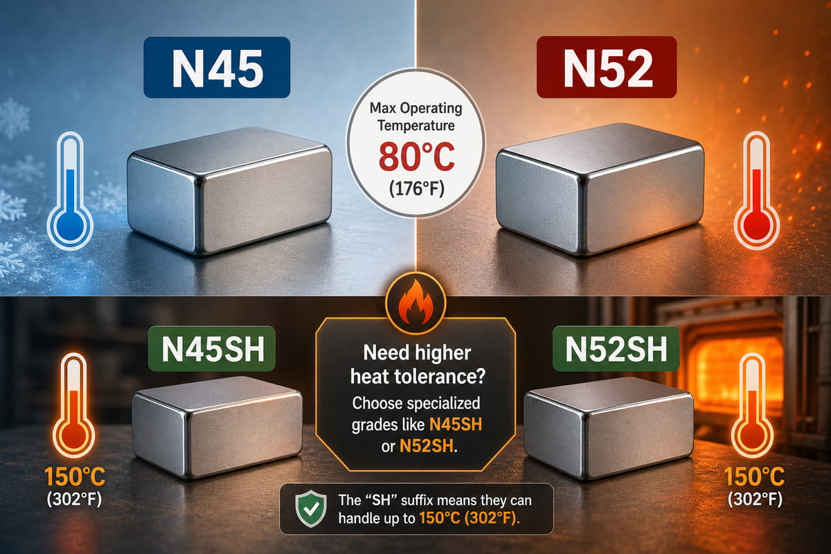 Temperaturbeständigkeit von N45- und N52-Magneten