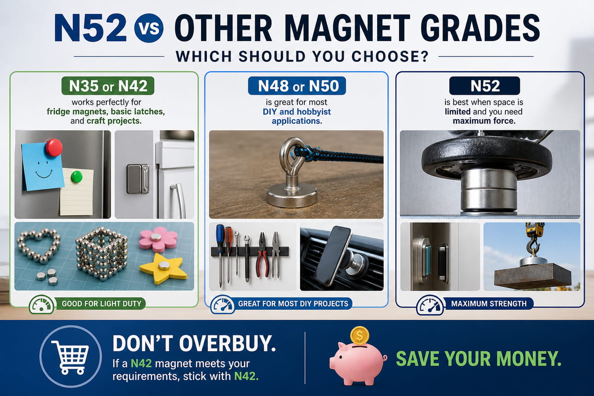 N52 im Vergleich zu anderen Magnetqualitäten
