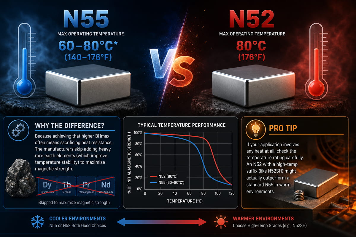 N55 vs. N52 – Temperaturtoleranz der Magnete