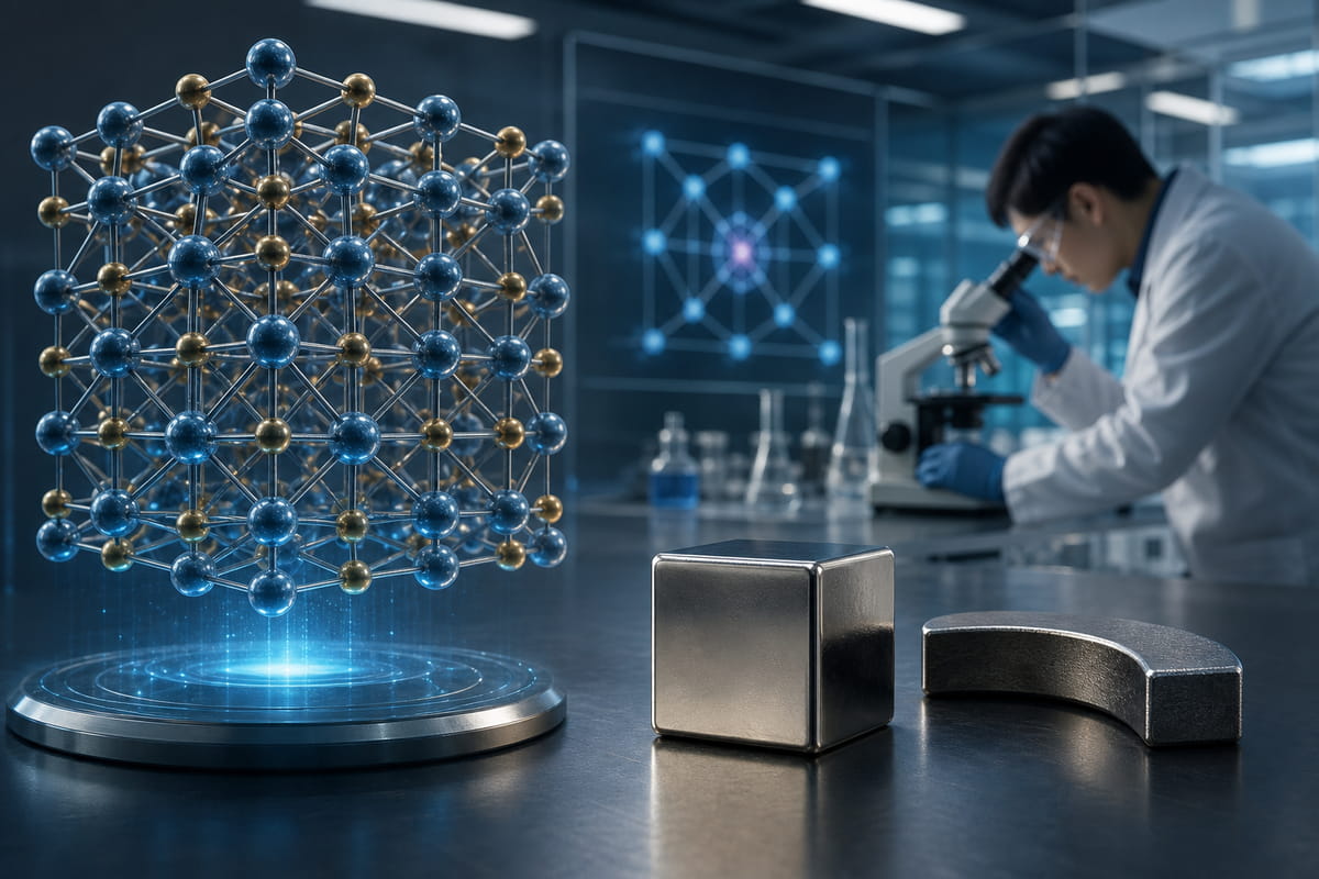 Wissenschaftler experimentieren mit Stoffen wie Eisennitrid, das ein theoretisches Energieprodukt von bis zu 150 MGOe aufweist.
