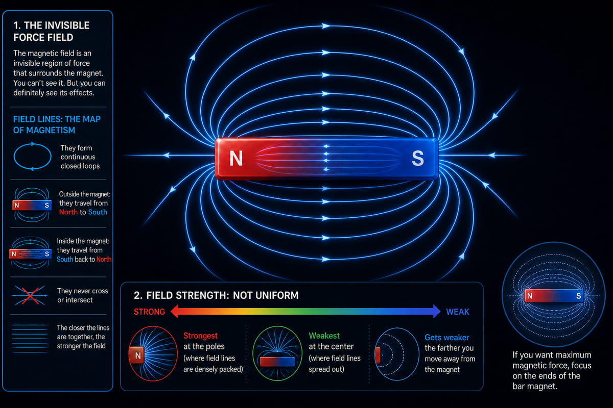 Das unsichtbare Kraftfeld eines Stabmagneten