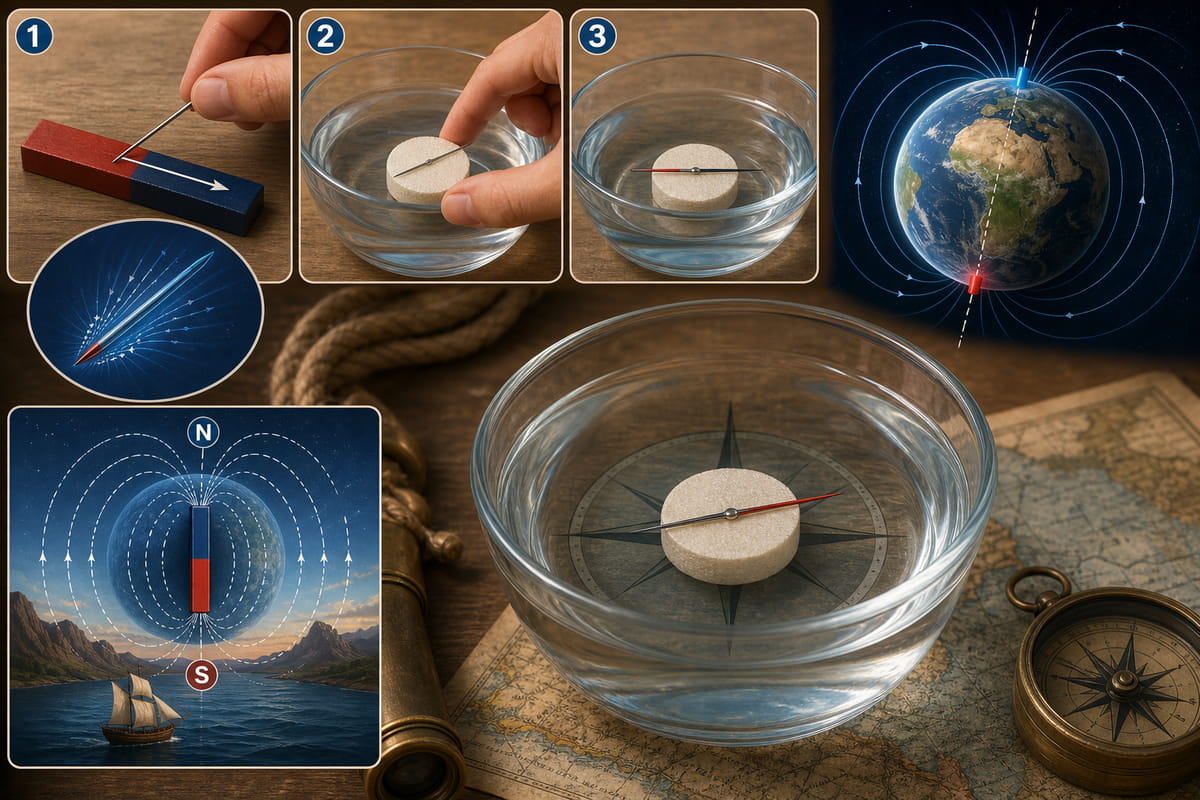 Mit einem Stabmagneten einen Kompass basteln
