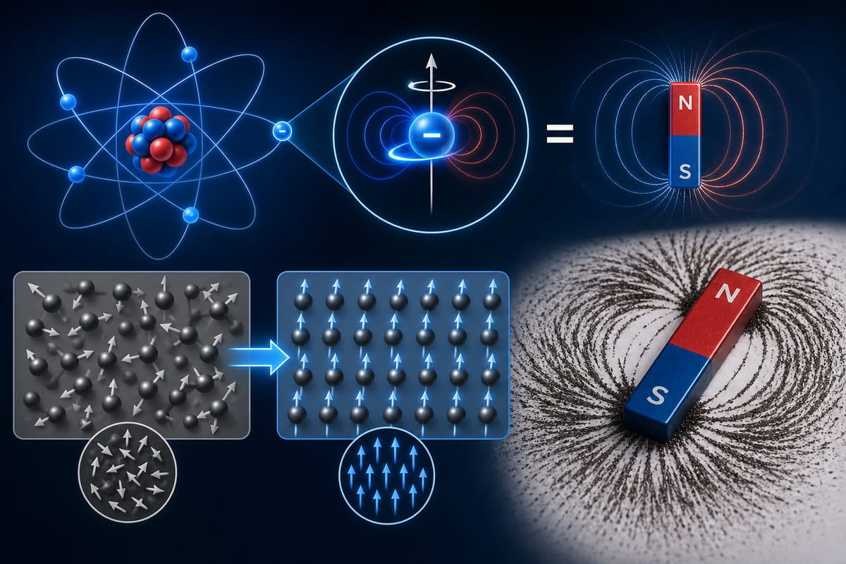 Die Funktionsweise von Stabmagneten beginnt mit Elektronen